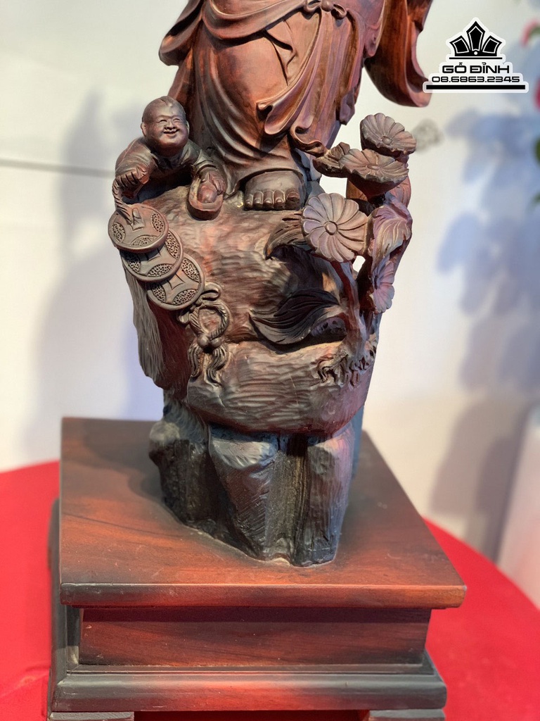 Tượng Phật Di Lặc Nhị Phúc Gỗ Trắc Cao 56 Ngang 17 Sâu 30 (cm) 2