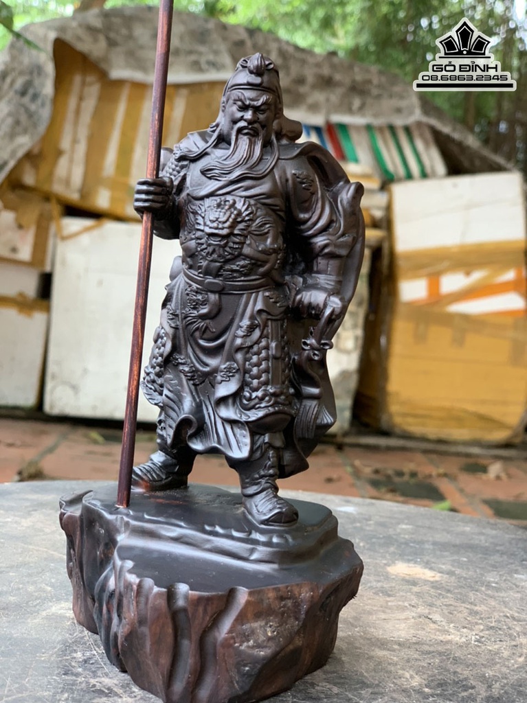 Tượng Quan Công Chống Đao Gỗ Trắc Cao 20 Ngang 11 Sâu 9 (cm)