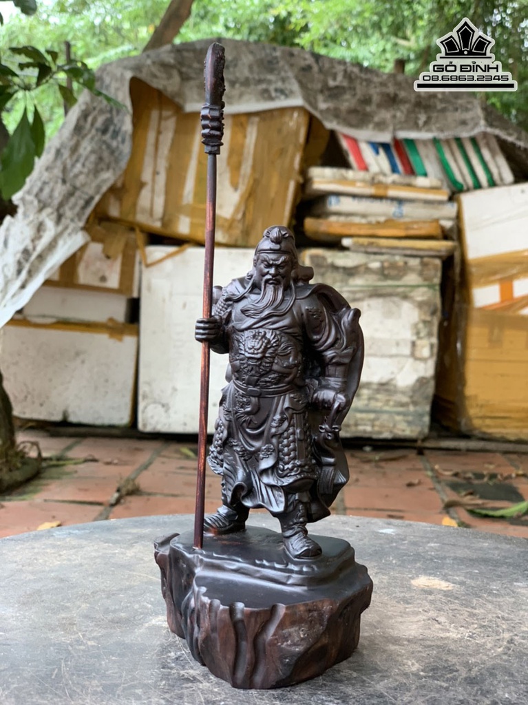 Tượng Quan Công Chống Đao Gỗ Trắc Cao 20 Ngang 11 Sâu 9 (cm)