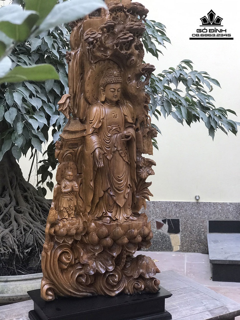 Tượng Nhất Tâm  Bái Phật Gỗ Bách Xanh Cao 113 Ngang 43 Sâu 29 Cả Kỷ 123 (cm) 0