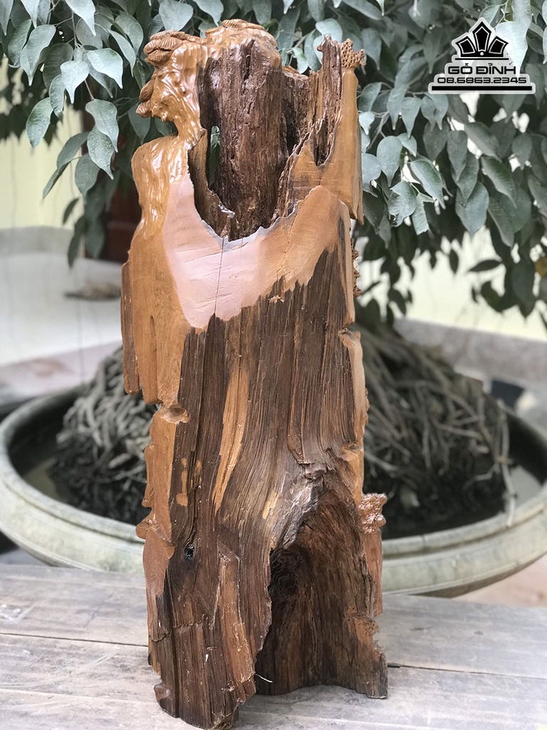 Tượng Nhất Tâm  Bái Phật Gỗ Bách Xanh Cao 75 Ngang 75 Sâu 26 (cm) 0