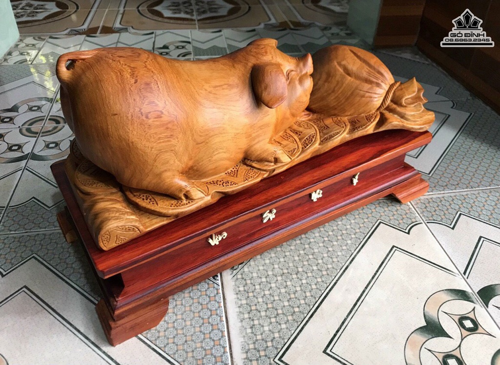 Tượng Heo Gỗ Hương Việt Cao 27 Ngang 46 Sâu 19 (cm) 1