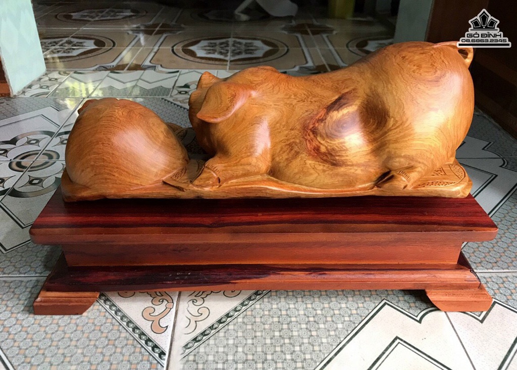 Tượng Heo Gỗ Hương Việt Cao 27 Ngang 46 Sâu 19 (cm) 2