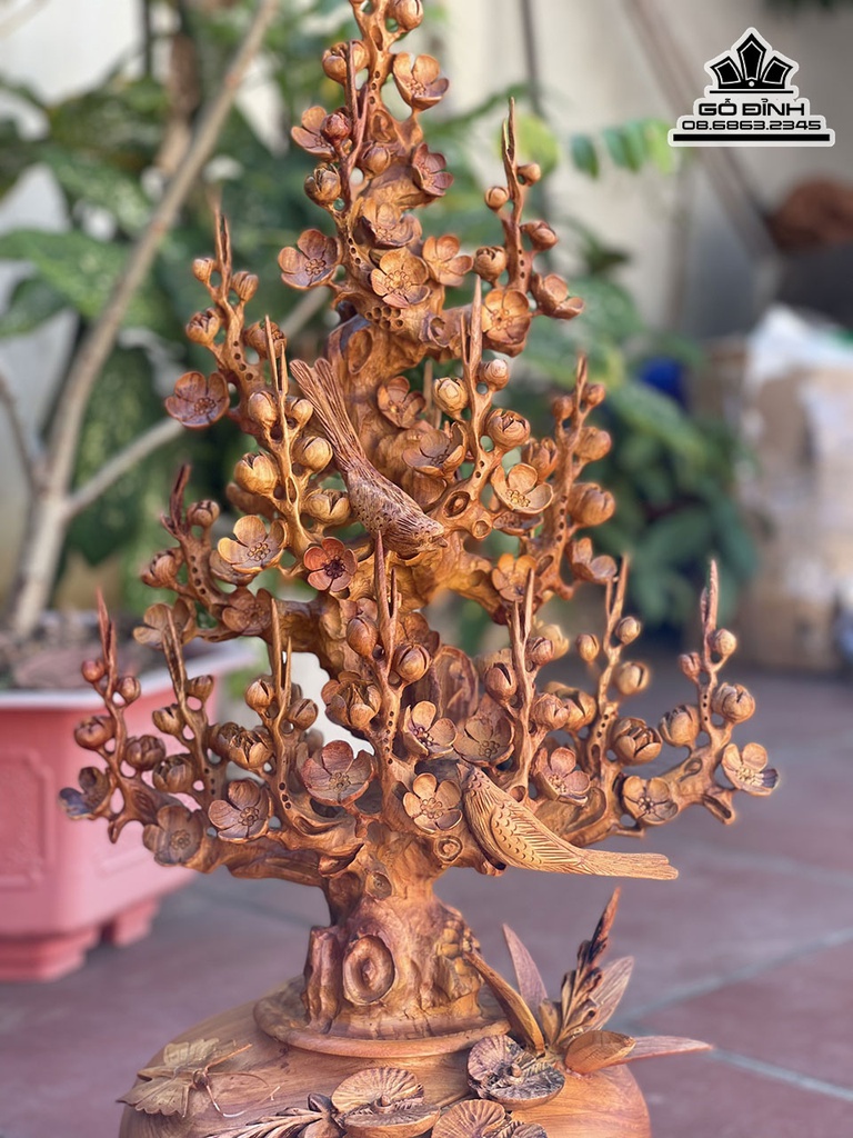 Cặp Bình Mai Điểu Gỗ Hương Cao 80 Ngang 40 Sâu 33 (cm) 3