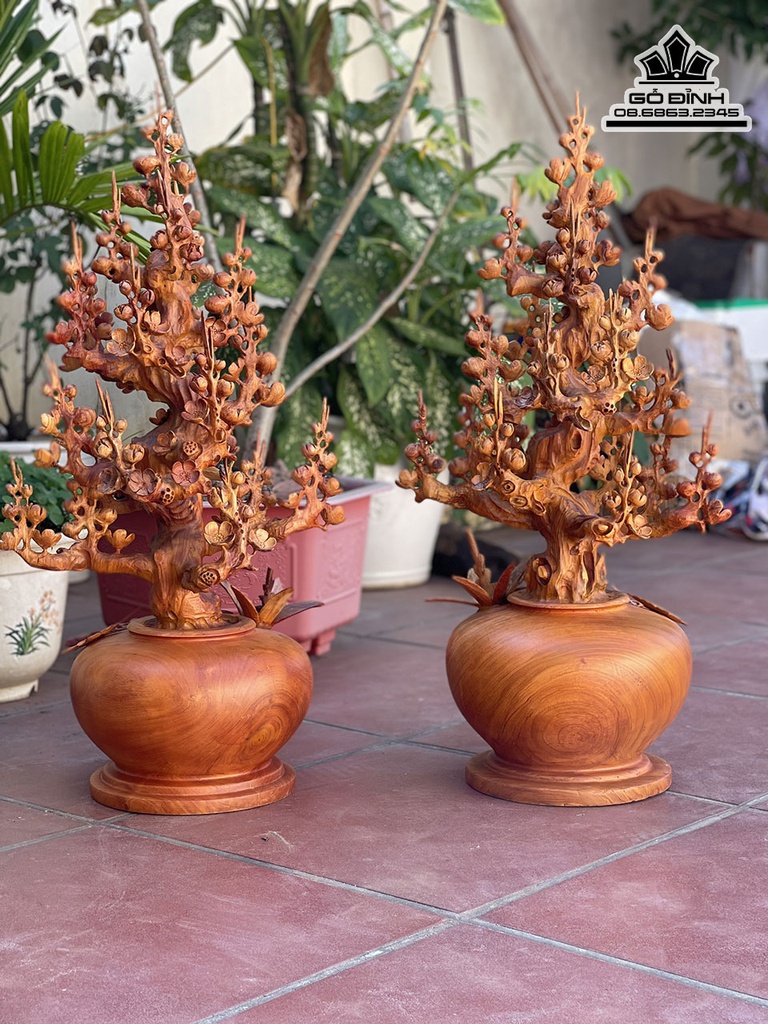 Cặp Bình Mai Điểu Gỗ Hương Cao 80 Ngang 40 Sâu 33 (cm) 5