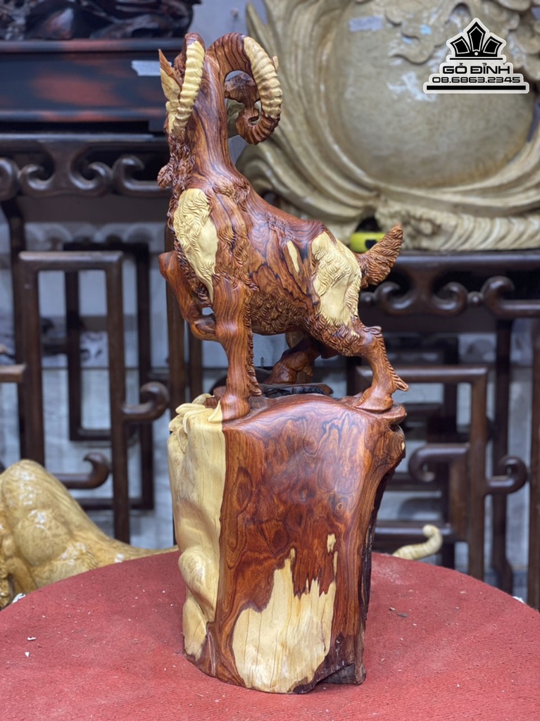 Tương Dê Tài Lộc (Nhất Dương) Gỗ Cẩm Chỉ Cao  68 Ngang 29 Sâu 22 (cm) 0