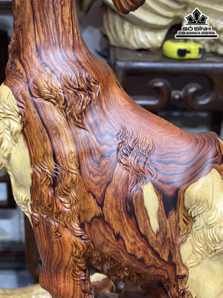 Tương Dê Tài Lộc (Nhất Dương) Gỗ Cẩm Chỉ Cao  68 Ngang 29 Sâu 22 (cm) 1