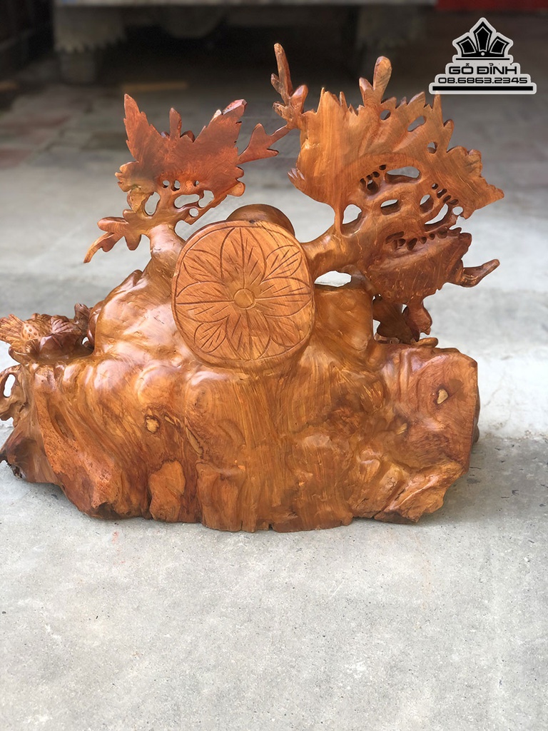 Tượng Phật Di Lặc Vác Cành Đào Gỗ Hương Việt Cao 55 Ngang 62 Sâu 38 (cm) 1