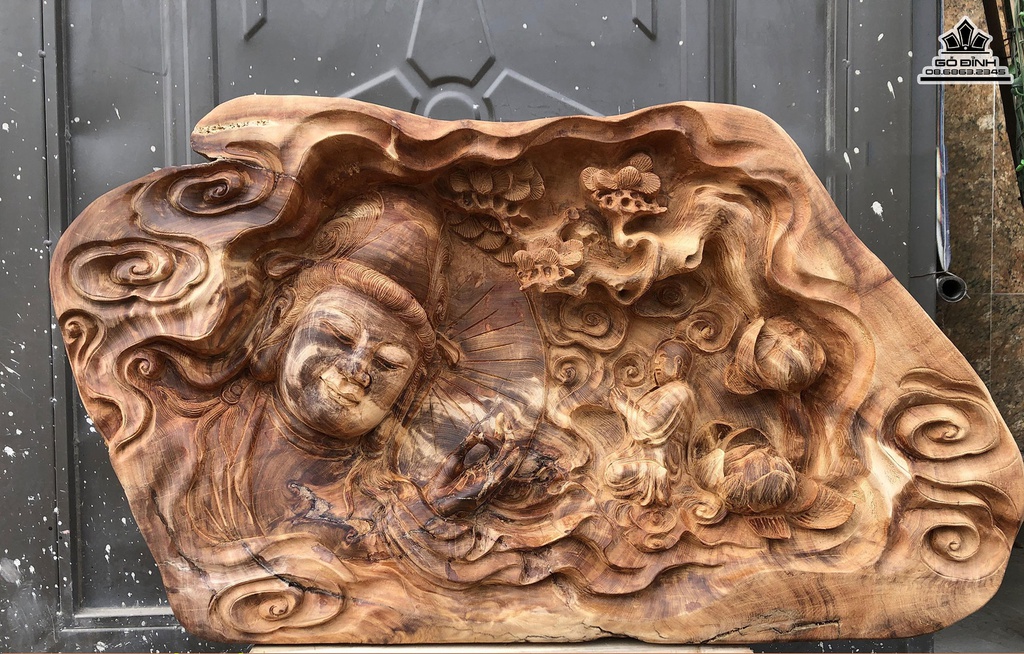 Diện Phật Bà Gỗ Ngọc Am Cao 45 Ngang 80 Sâu 12 (cm) 1