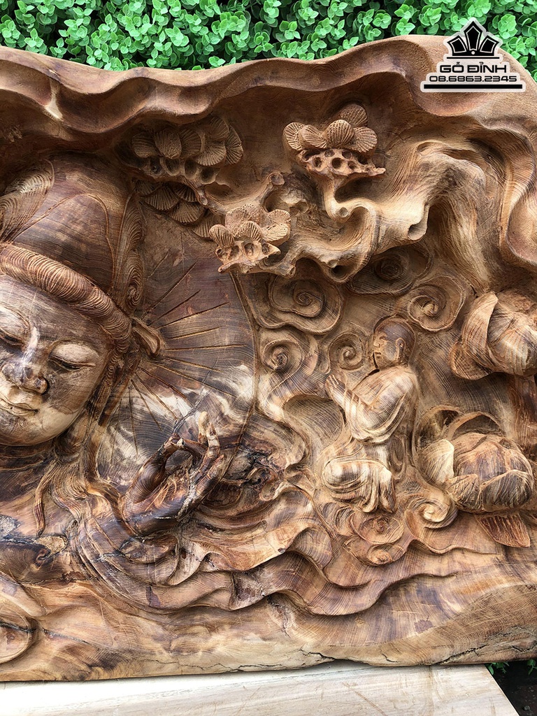 Diện Phật Bà Gỗ Ngọc Am Cao 45 Ngang 80 Sâu 12 (cm) 4