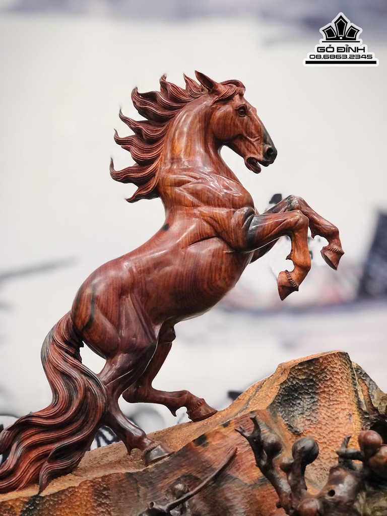 Tượng Ngựa Phong Thủy (Nhất Mã) Gỗ Trắc Cao 36 Ngang 33 Sâu 21 (cm) 3