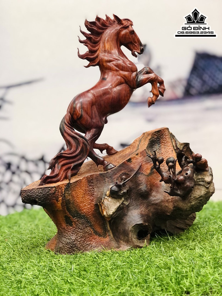 Tượng Ngựa Phong Thủy (Nhất Mã) Gỗ Trắc Cao 36 Ngang 33 Sâu 21 (cm) 4