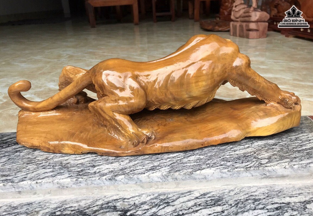 Tượng Hổ Gỗ Nu Kháo Cao 22 Ngang 65 Sâu 28 (cm) 0