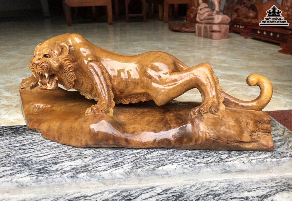 Tượng Hổ Gỗ Nu Kháo Cao 22 Ngang 65 Sâu 28 (cm) 3