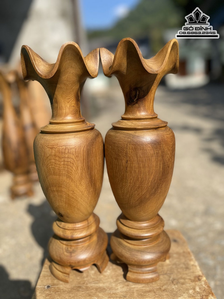 Cặp Lục Bình Gỗ Bách Xanh Cao 33 Đường Kính 11 (cm) 1