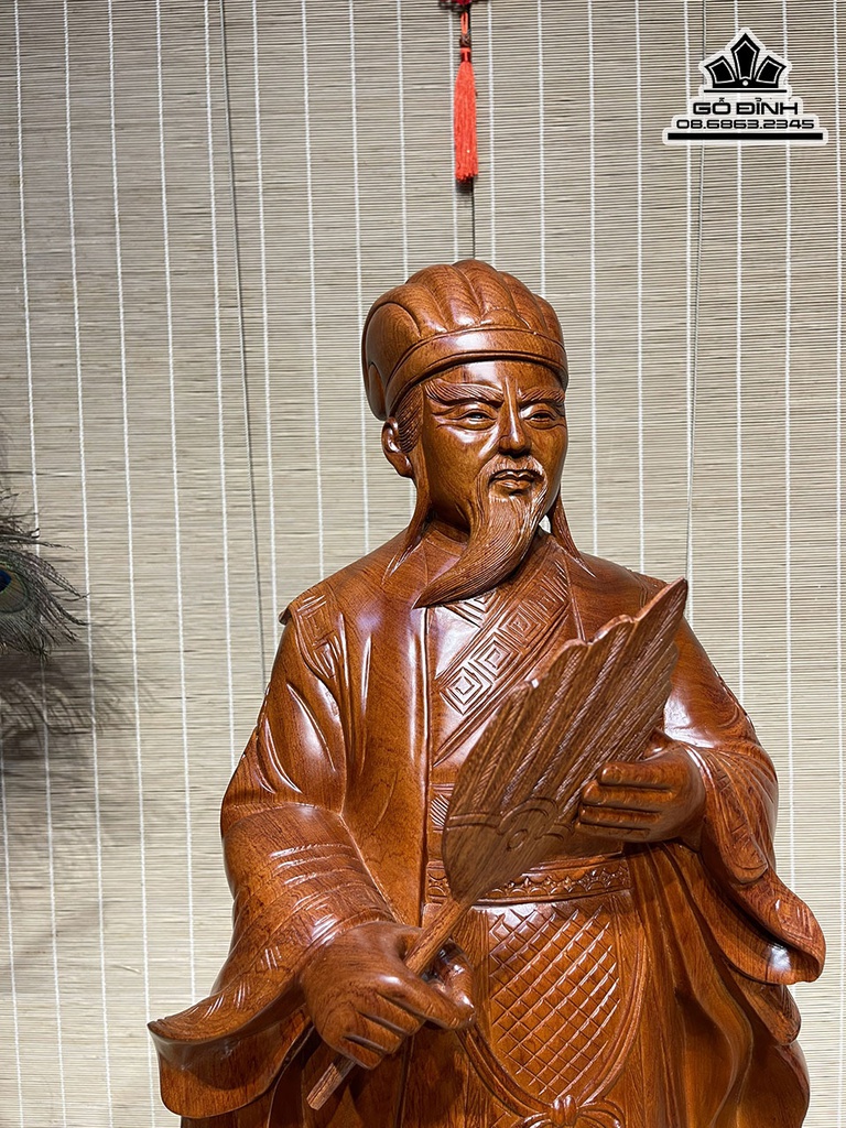 Tượng Gia Cat Lương (Không Minh) Gỗ Hương Đá Cao 99 Ngang 35 Sâu 22 (cm) 2