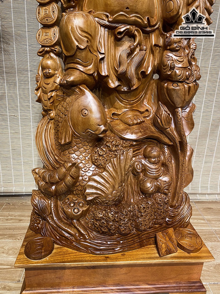 Tương Phật Di Lặc Cá Chép Gỗ Ngọc Am Cao 100 Ngang 50 Sâu 23 Cả Kỷ 115 (cm) 0