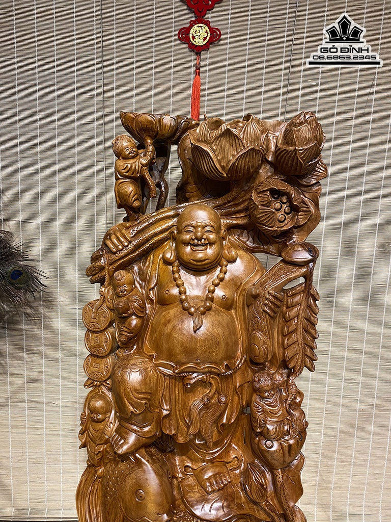 Tương Phật Di Lặc Cá Chép Gỗ Ngọc Am Cao 100 Ngang 50 Sâu 23 Cả Kỷ 115 (cm)3