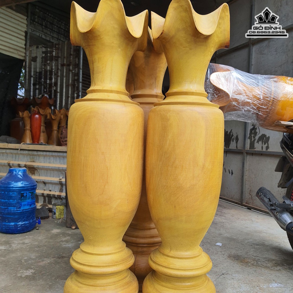 Cặp Lục Bình Gỗ Mit Cao 116 Đường Kính 28 (cm) 0