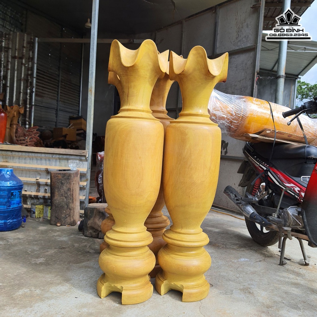 Cặp Lục Bình Gỗ Mit Cao 116 Đường Kính 28 (cm) 1