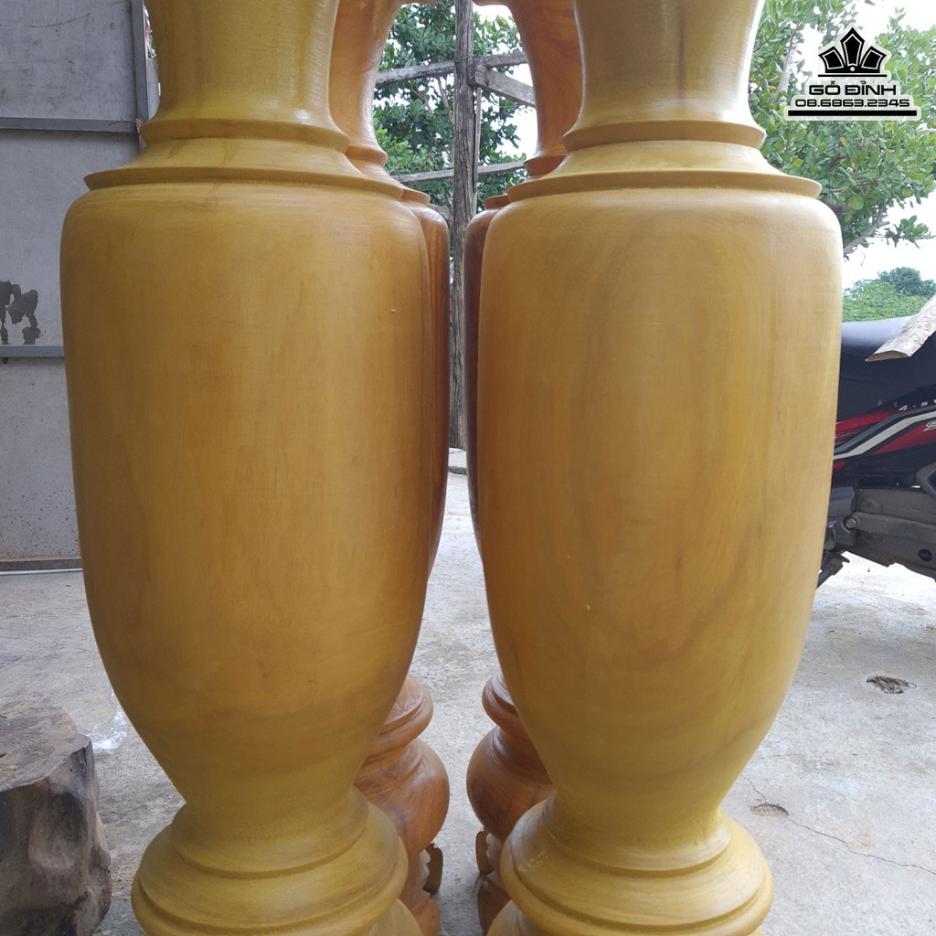 Cặp Lục Bình Gỗ Mit Cao 116 Đường Kính 28 (cm) 3