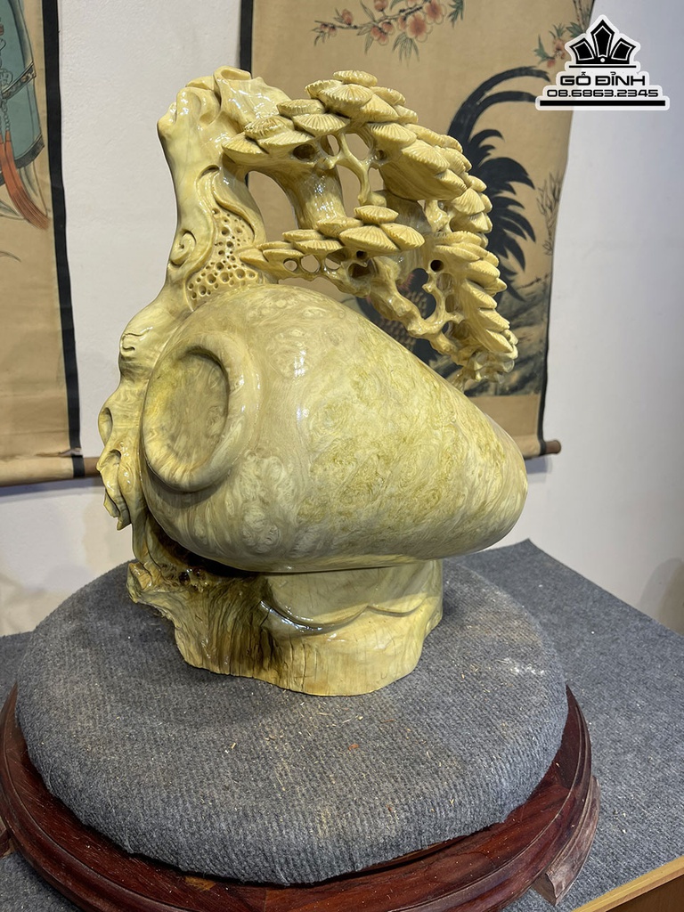 Bình Tùng Gỗ Nu Nghiến Cao 45 Ngang 35 Sâu 18 (cm)2