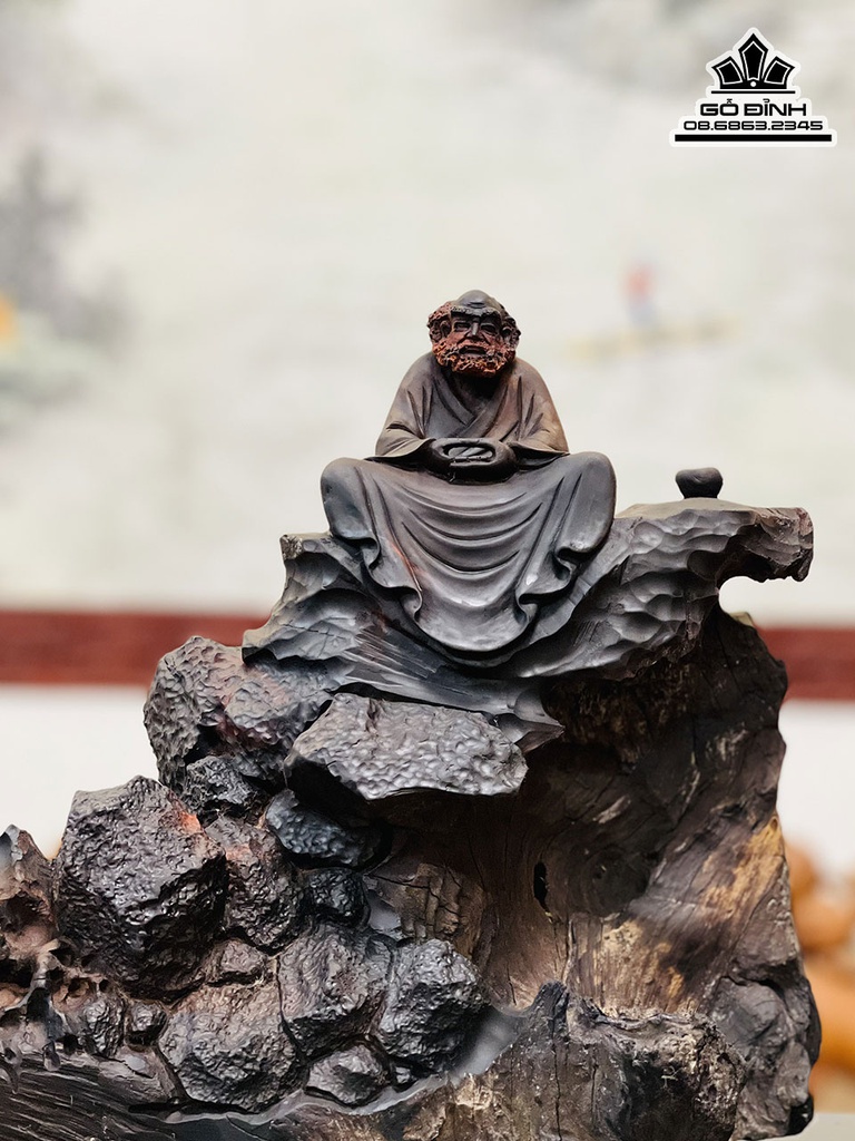 Tượng Đạt Ma Sư Tổ Gỗ Trắc Cao 27 Ngang 31 Sâu 18 (cm) 0