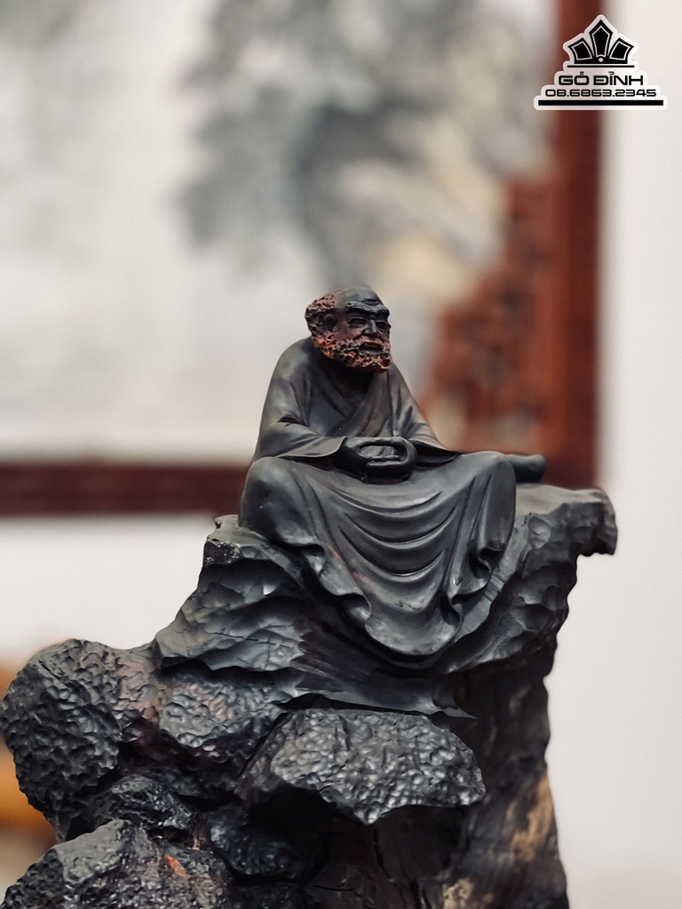 Tượng Đạt Ma Sư Tổ Gỗ Trắc Cao 27 Ngang 31 Sâu 18 (cm) 1