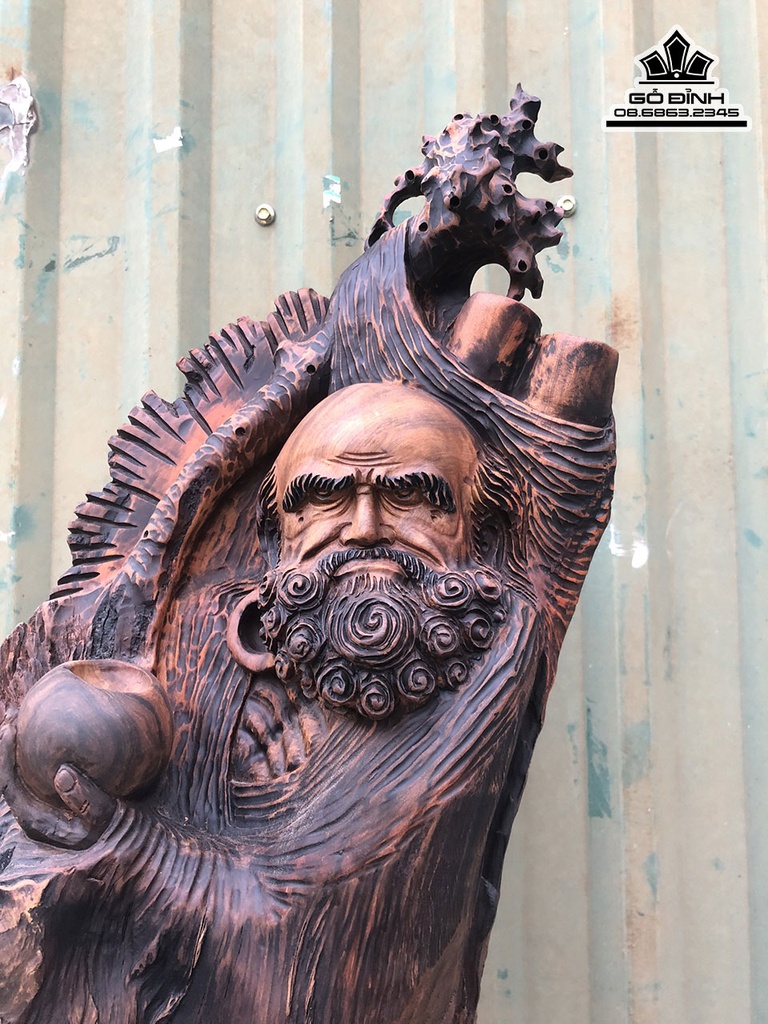 Tương Đạt Ma Sư Tổ Gỗ Bách Xanh Cao 81 Ngang 38 Sâu 20 (cm) 0