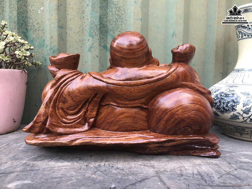 Tượng Phật Di Lặc Ngồi Bao Tiền Gỗ Cẩm Cao 18 Ngang 30 Sâu 16 (cm) 1