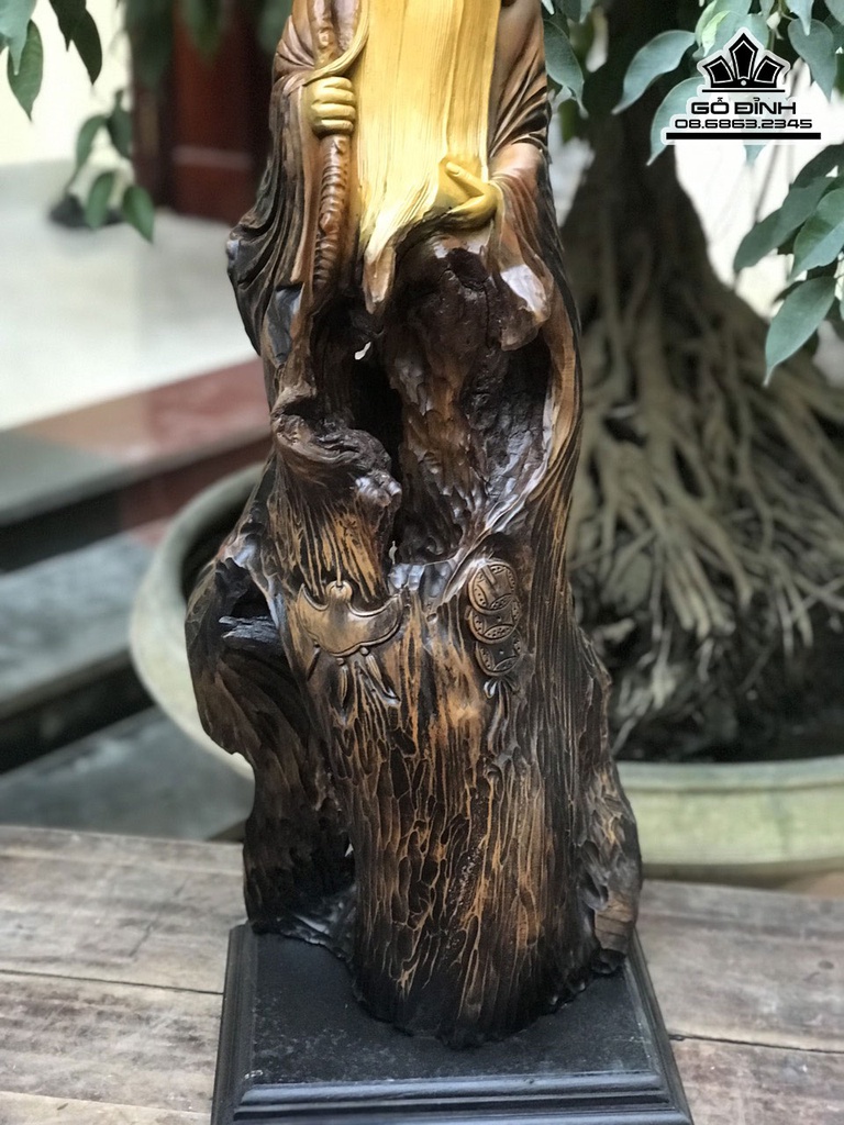 Tượng Ông Thọ Gỗ Bách Xanh Cao 82 Ngang 30 Sâu 18 (cm) 2