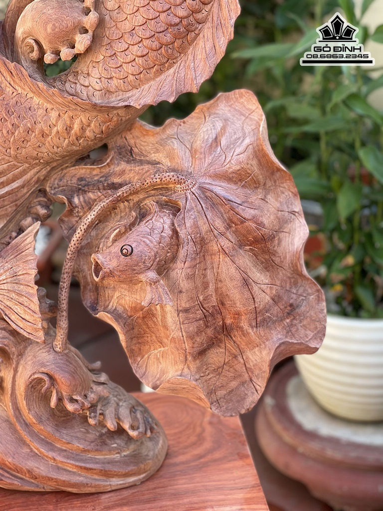 Tương Cá Chép Hóa Rồng Gỗ Hương Việt Cao 98 Ngang 66 Sâu 23 Cả Kỷ 108 (cm) 0