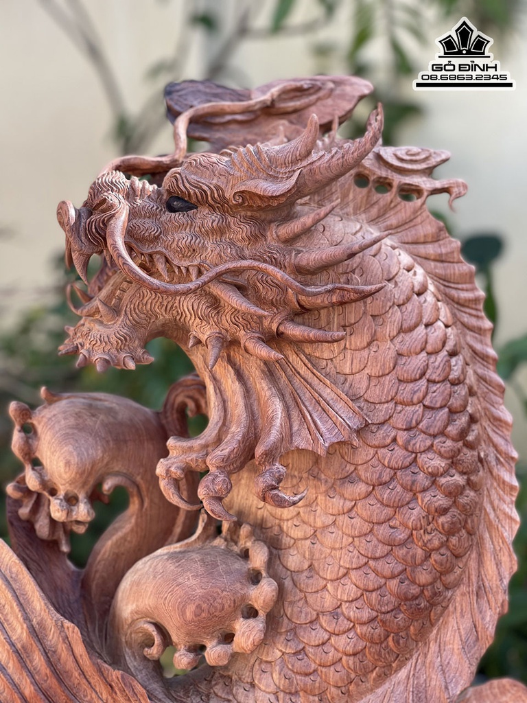 Tương Cá Chép Hóa Rồng Gỗ Hương Việt Cao 98 Ngang 66 Sâu 23 Cả Kỷ 108 (cm) 4