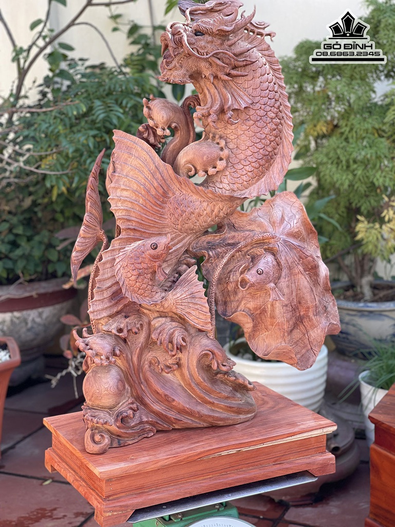 Tương Cá Chép Hóa Rồng Gỗ Hương Việt Cao 98 Ngang 66 Sâu 23 Cả Kỷ 108 (cm)5