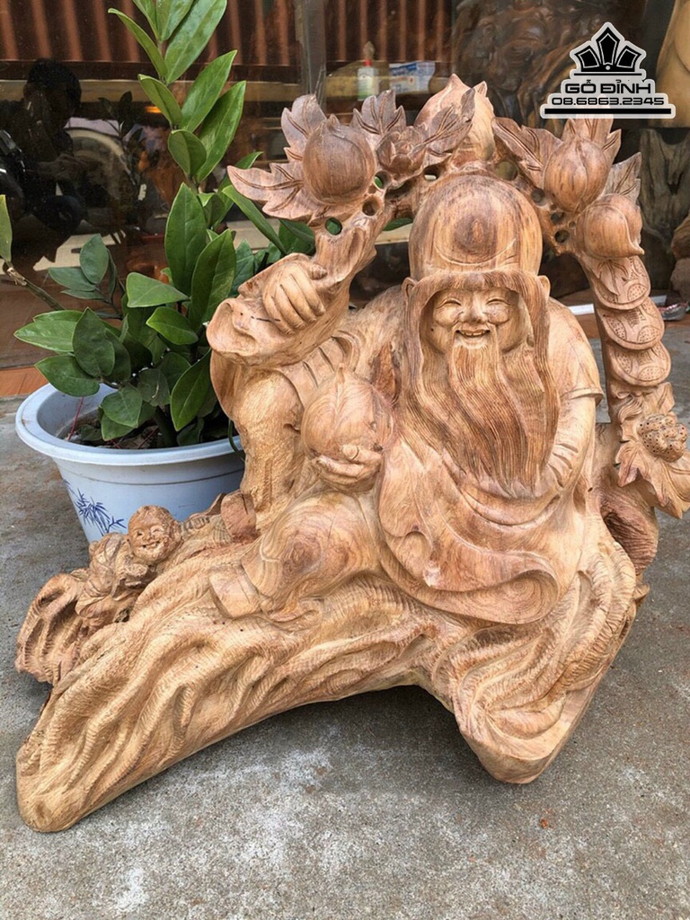 Tượng Ông Thọ Gỗ Hương Cao 48 Ngang 55 Sâu 23 (cm) 1
