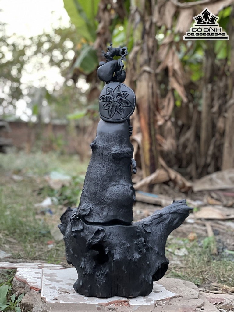 Tượng Đạt Ma Sư Tổ Gỗ Mun Sừng Cao 63 Ngang 35 Sâu 25 (cm) 0