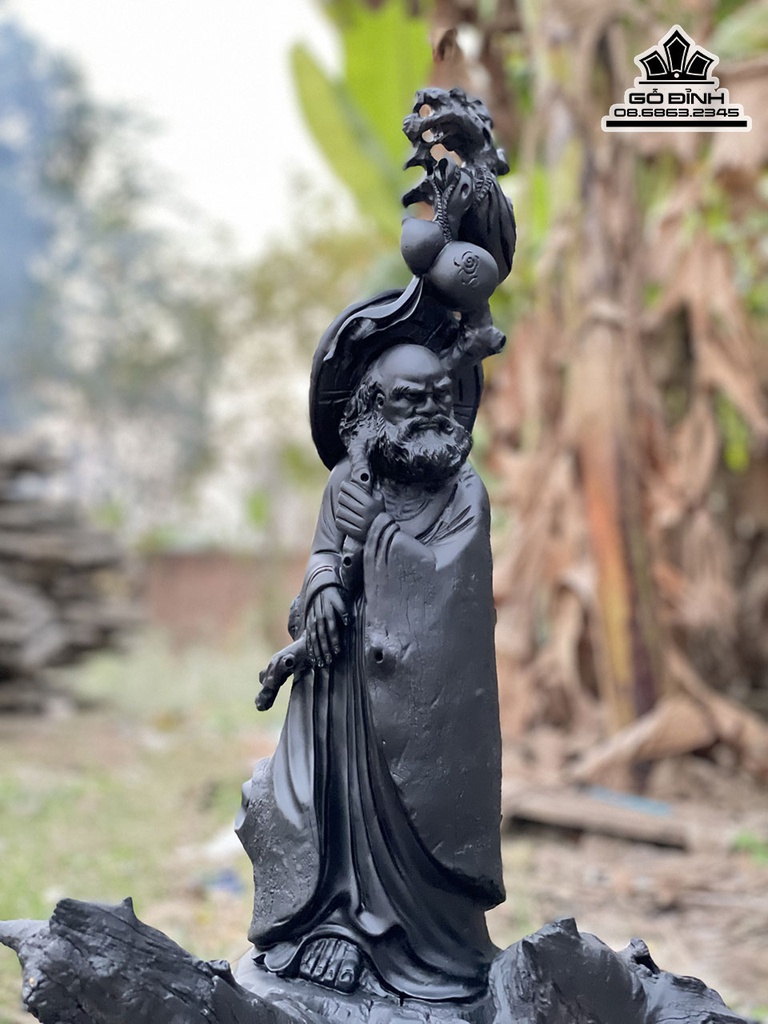 Tượng Đạt Ma Sư Tổ Gỗ Mun Sừng Cao 63 Ngang 35 Sâu 25 (cm) 1