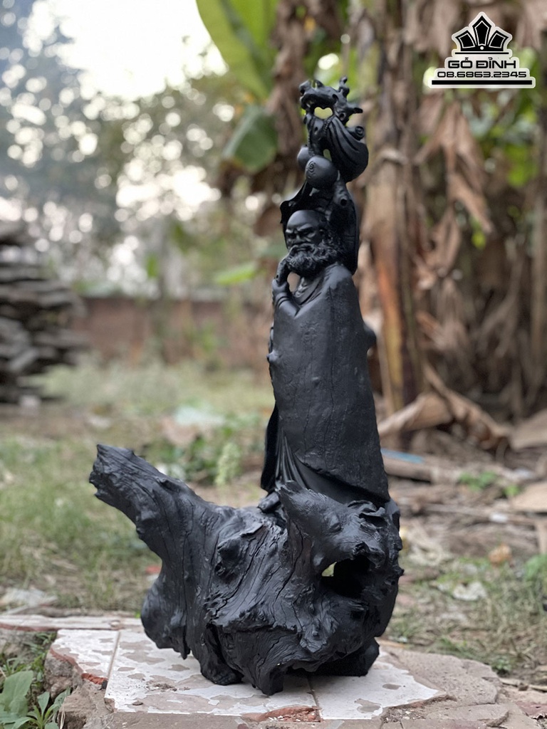 Tượng Đạt Ma Sư Tổ Gỗ Mun Sừng Cao 63 Ngang 35 Sâu 25 (cm) 2