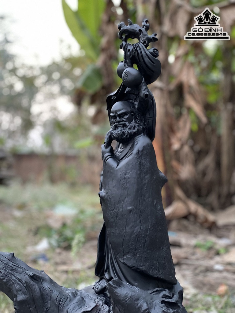 Tượng Đạt Ma Sư Tổ Gỗ Mun Sừng Cao 63 Ngang 35 Sâu 25 (cm) 3