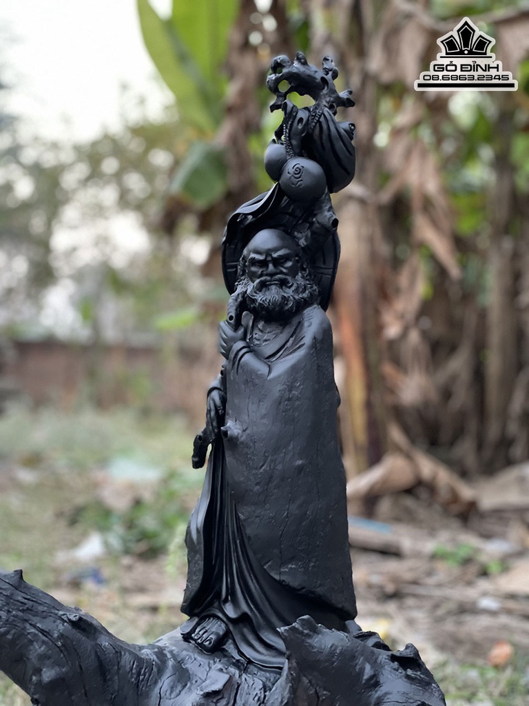 Tượng Đạt Ma Sư Tổ Gỗ Mun Sừng Cao 63 Ngang 35 Sâu 25 (cm) 4