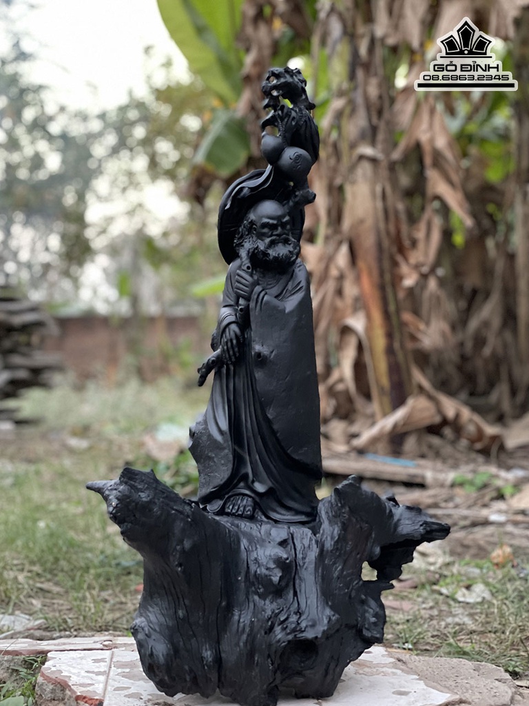 Tượng Đạt Ma Sư Tổ Gỗ Mun Sừng Cao 63 Ngang 35 Sâu 25 (cm) 6