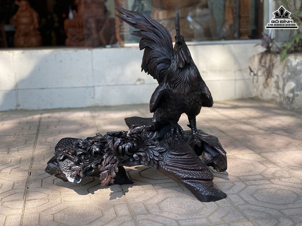 Tượng Gà Trống Gỗ Trắc Cao 60 Ngang 60 Sâu 40 (cm) 2