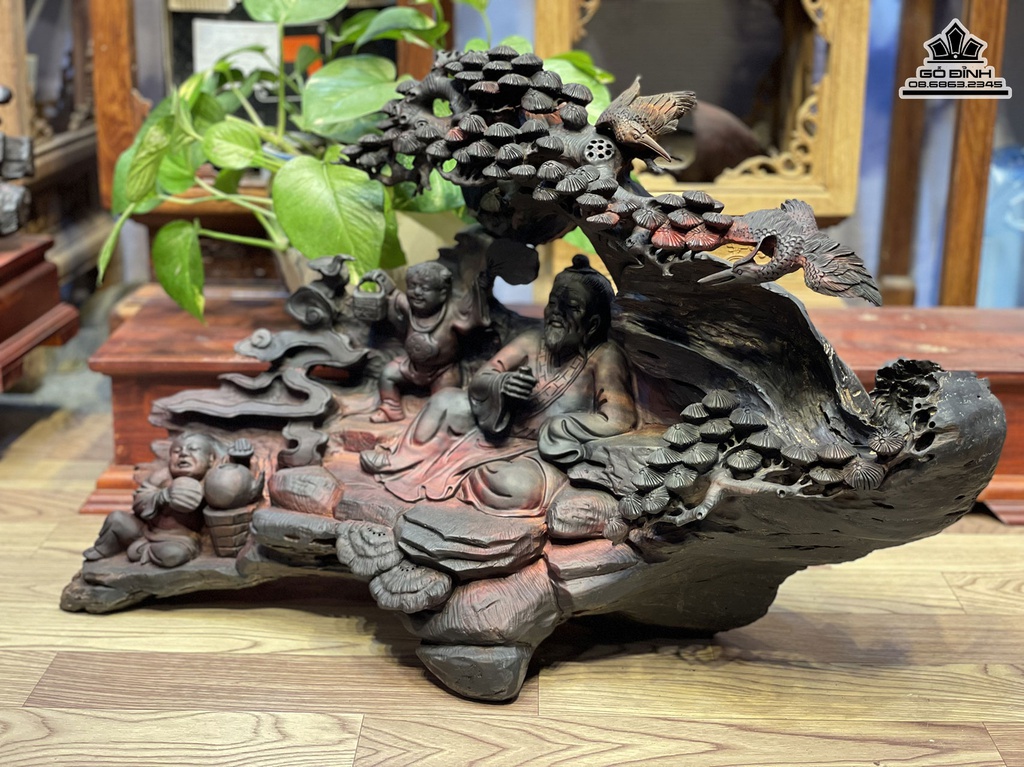 Tượng Thần Trà Gỗ Trắc Cao 46 Ngang 69 Sâu 27 (cm) 2