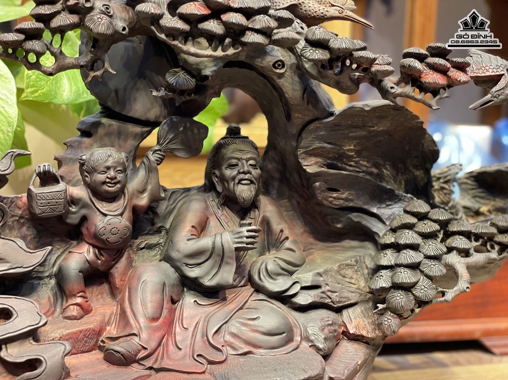 Tượng Thần Trà Gỗ Trắc Cao 46 Ngang 69 Sâu 27 (cm) 5