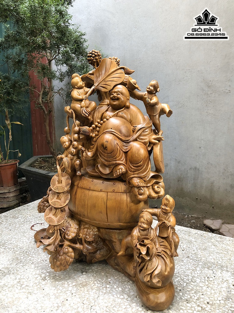 Tượng Phật Di Lặc Gỗ Bách Xanh Cao 63 Ngang 52 Sâu 40 (cm) 0