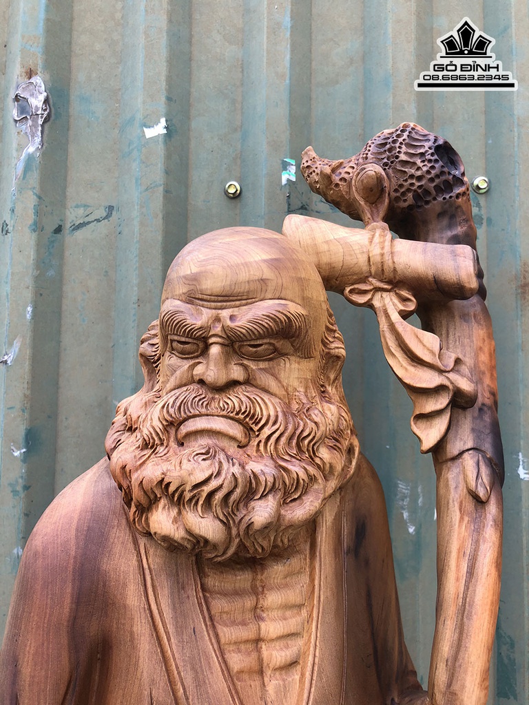 Tượng Đạt Ma Sư Tổ Gỗ Bách Xanh Cao 92 Ngang 26 Sâu 20 (cm) 1