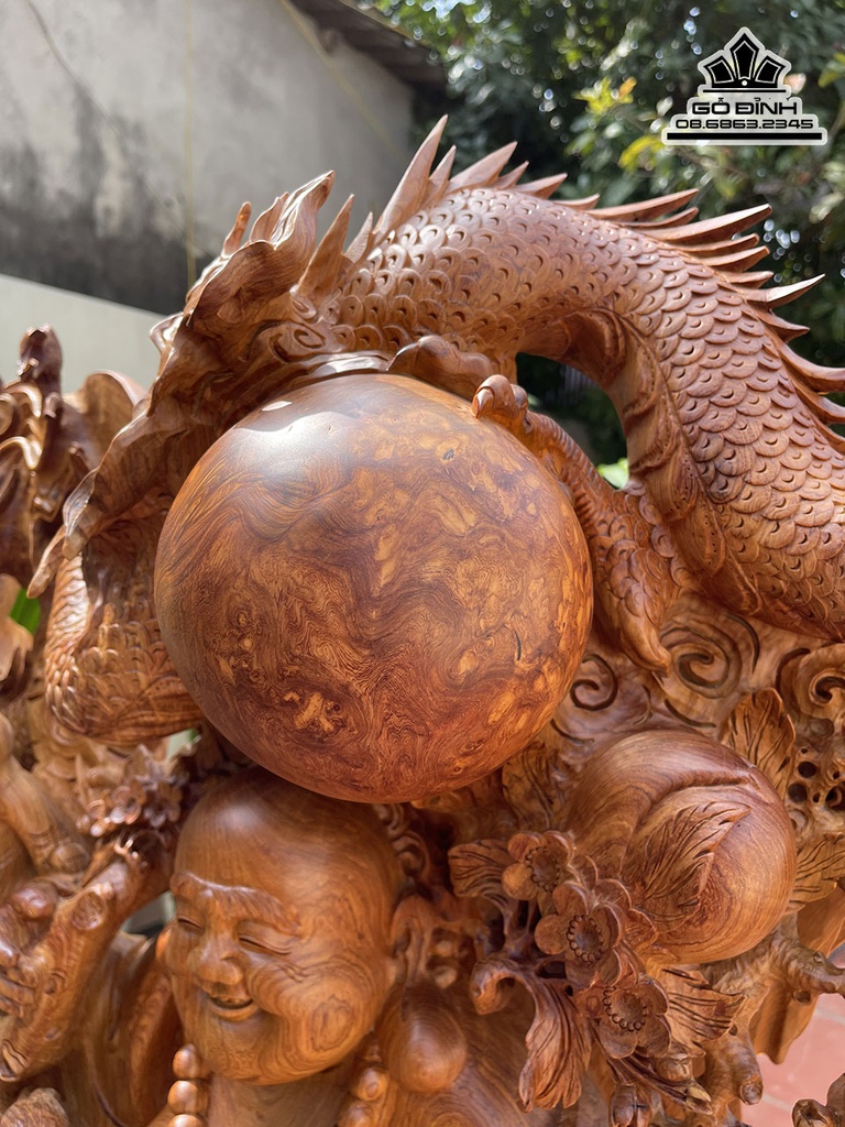 Tượng Phật Di Lặc Vác Cành Đào Gỗ Hương Việt Cao 160 Ngang 120-97 Sâu 60 (cm) 6