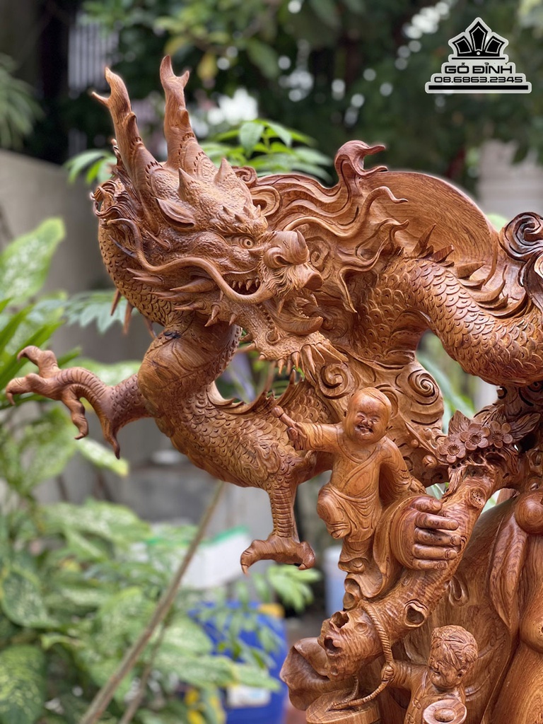 Tượng Phật Di Lặc Vác Cành Đào Gỗ Hương Việt Cao 160 Ngang 120-97 Sâu 60 (cm) 7