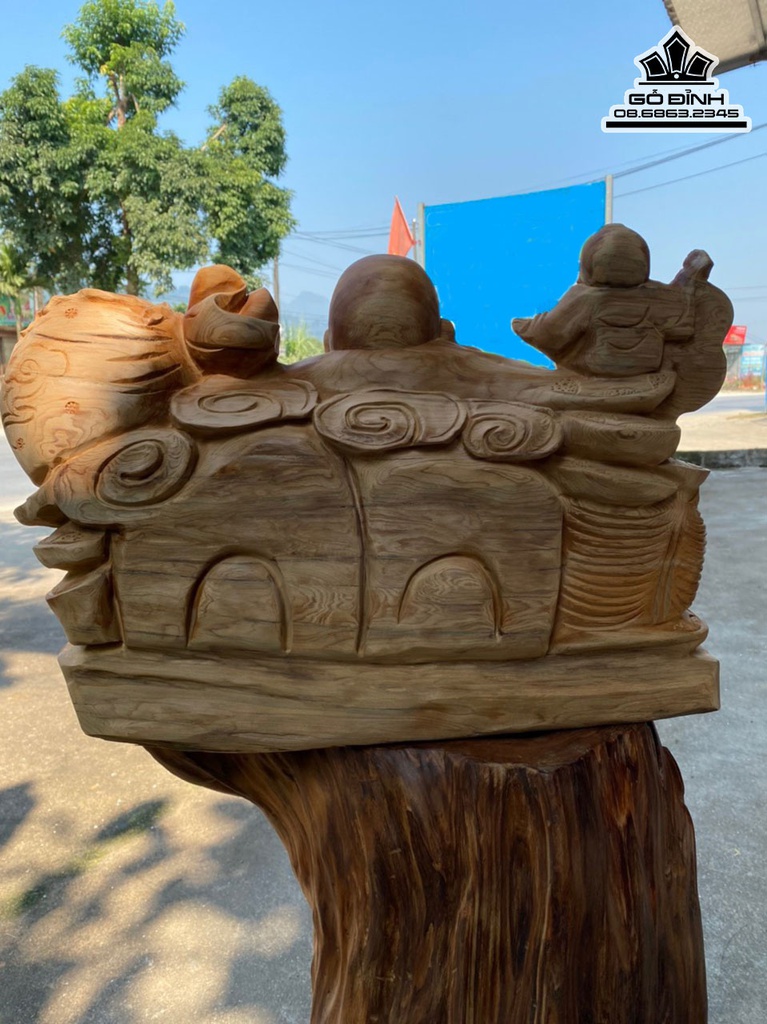 Tượng Phật Di Lặc Tam Phúc Gỗ Ngọc Am Cao 34 Ngang 51 Sâu 27 (cm) 5