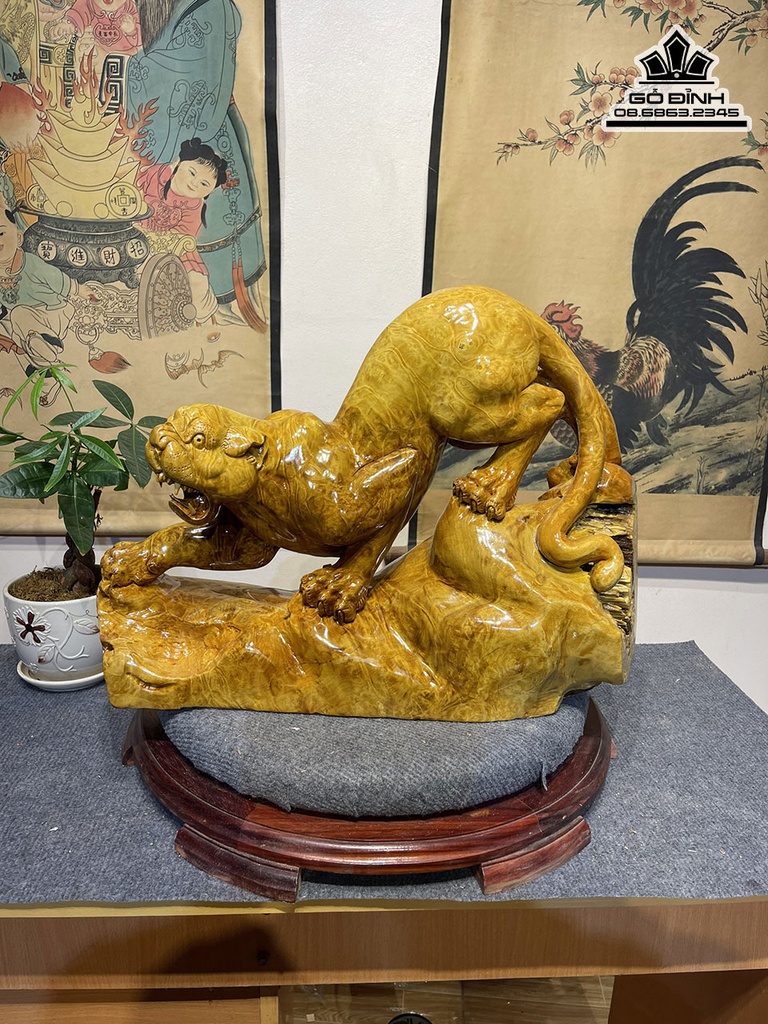 Tượng Báo Gỗ Nu Kháo Cao 40 Ngang 56 Sâu 12 (cm) 3